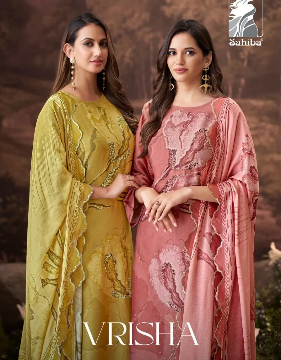 Sahiba Vrisha Viscose Simmer Digital Print Wholesale Fancy Salwar Suit Collection