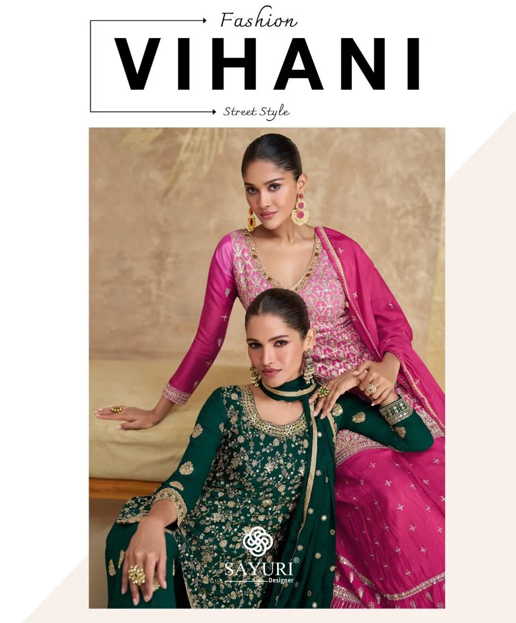 Sayuri Vihani Real Chinon Silk Wholesale Designer Salwar Suit Collection