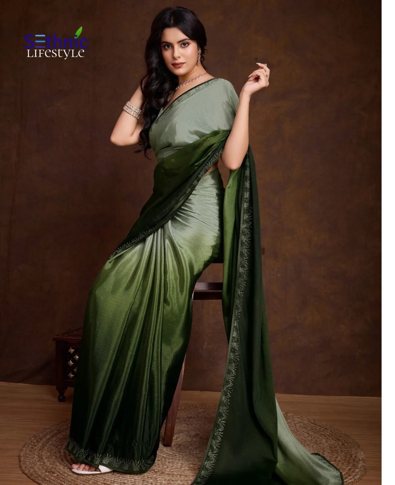 Sethnic Diam Shaded Chinon Wholesale Fancy Sarees Collection