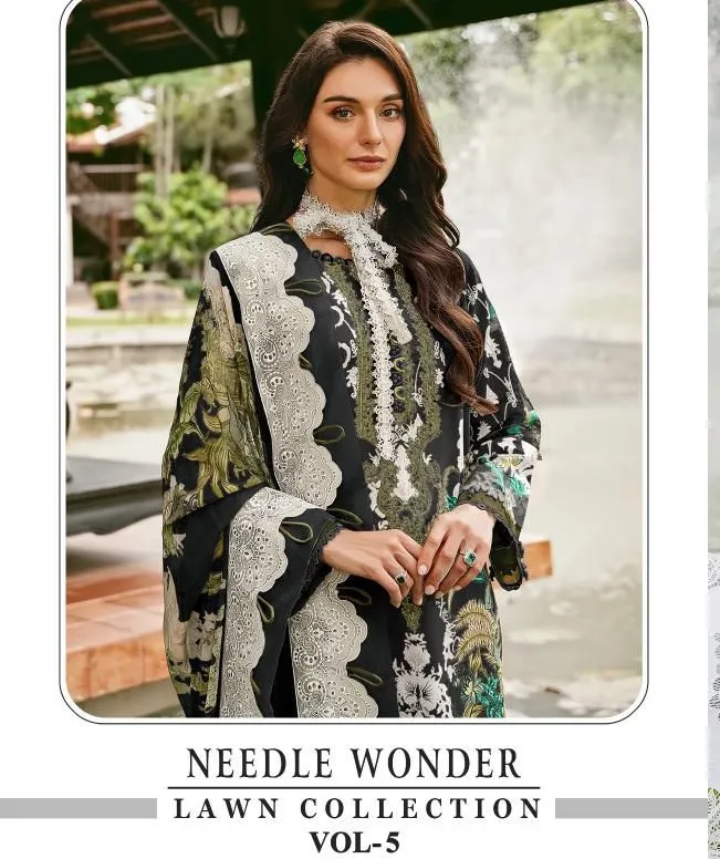 Shree Needle Wonder Lawn Collection Vol 5 Chiffon Dupatta Wholesale Pakistani Salwar Suit Collection