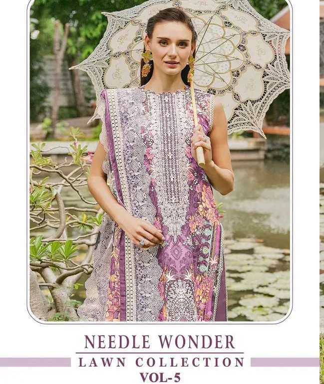 Shree Needle Wonder Lawn Collection Vol 5 Cotton Dupatta Wholesale Pakistani Salwar Suit Collection