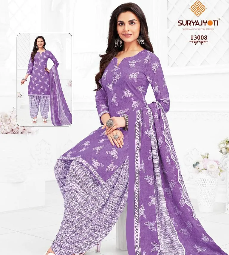 Suryajyoti Trendy Patiyala Vol 13 Pure Cotton Wholesale Unstitched Salwar Suit Collection