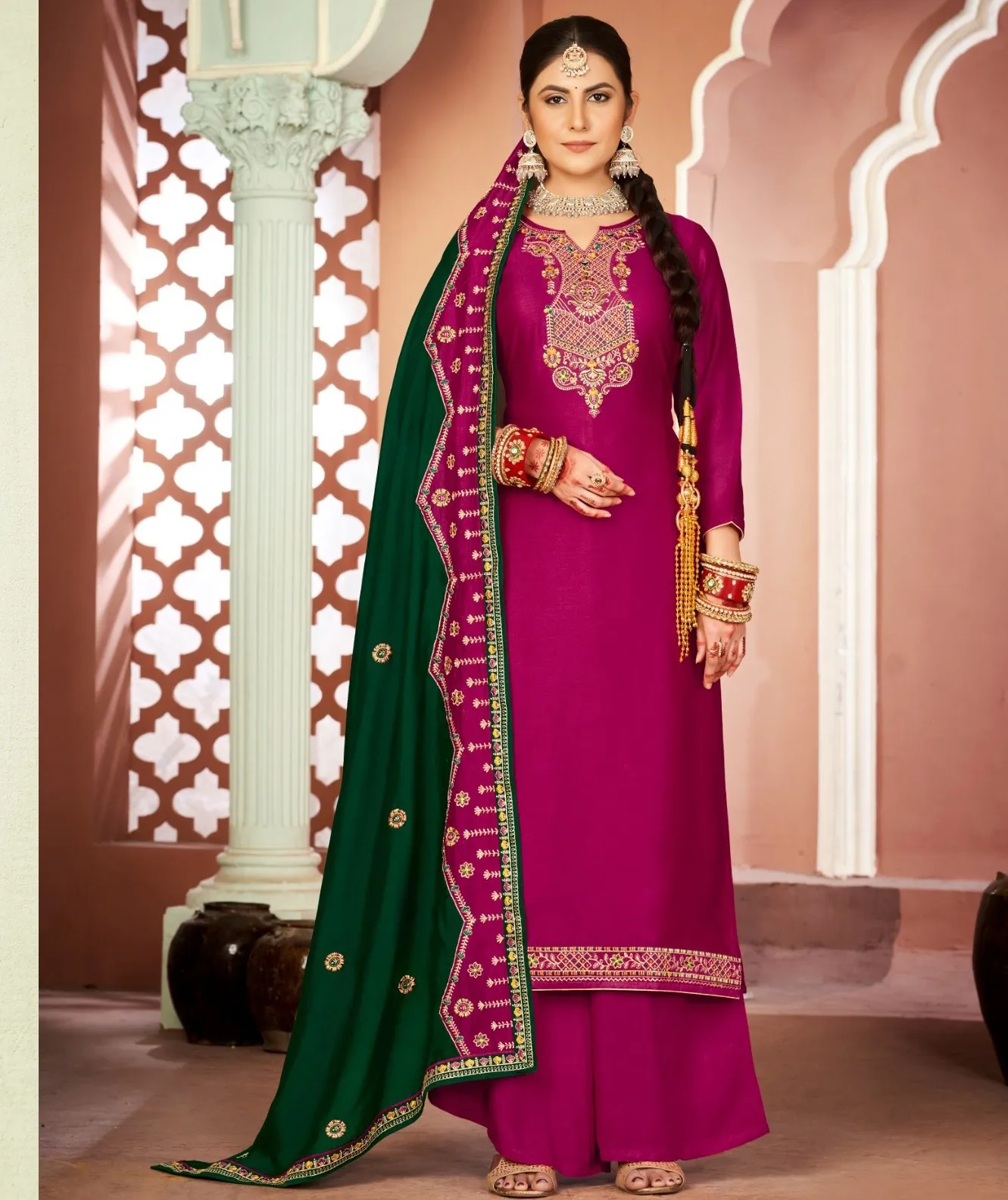 Triple Aa Barbie Viscose Slub Silk Wholesale Designer Salwar Suit Collection