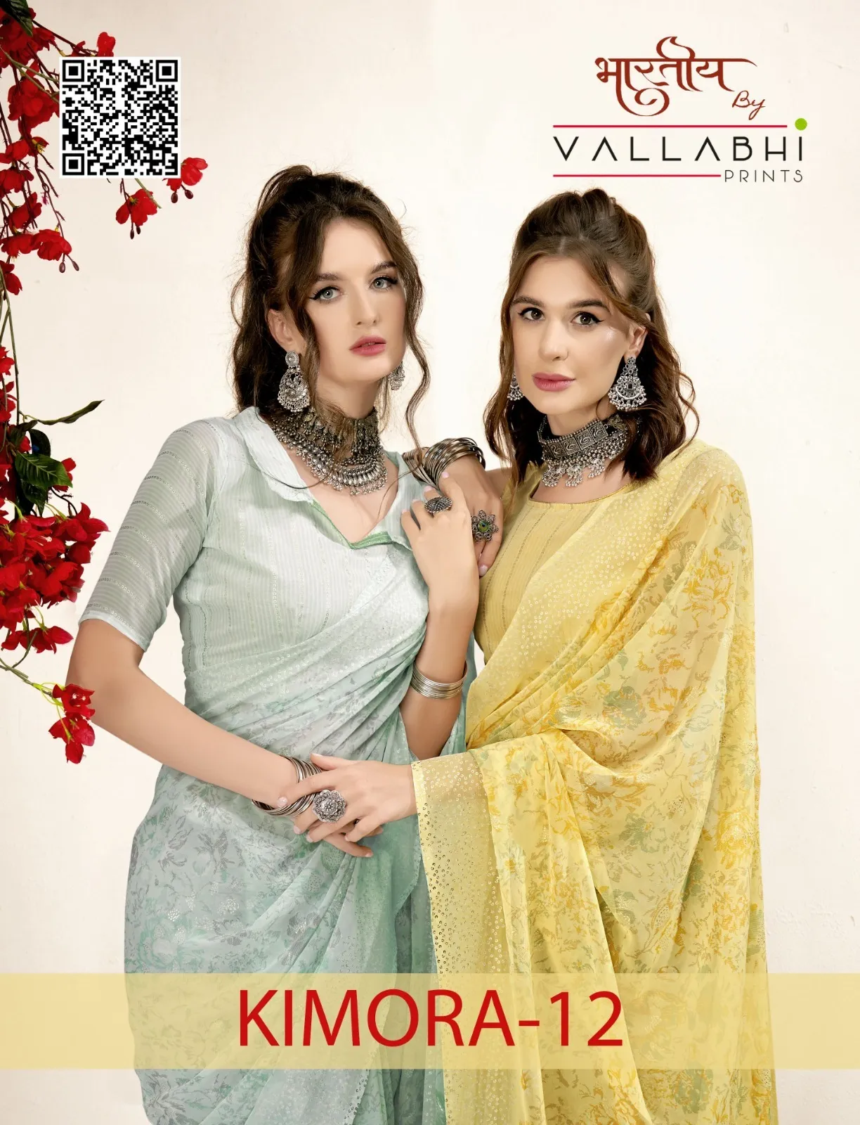 Vallabhi Prints Kimora 12 Georgette Wholesale Sarees Collection — Wholesale Sarees, Vallabhi Prints wholesale from Surat — view 1