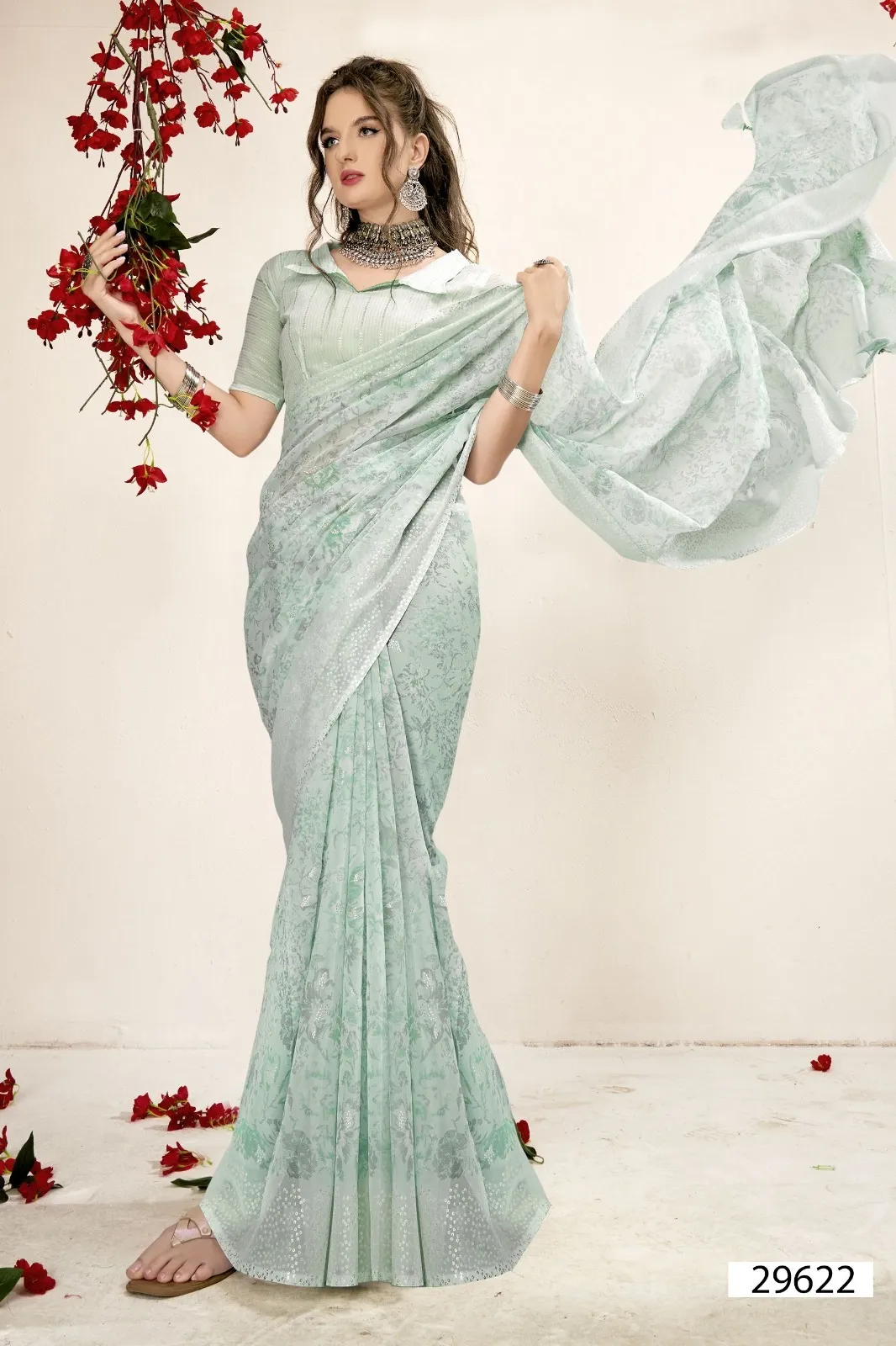 Vallabhi Prints Kimora 12 Georgette Wholesale Sarees Collection — Wholesale Sarees, Vallabhi Prints wholesale from Surat - Gallery Image 3