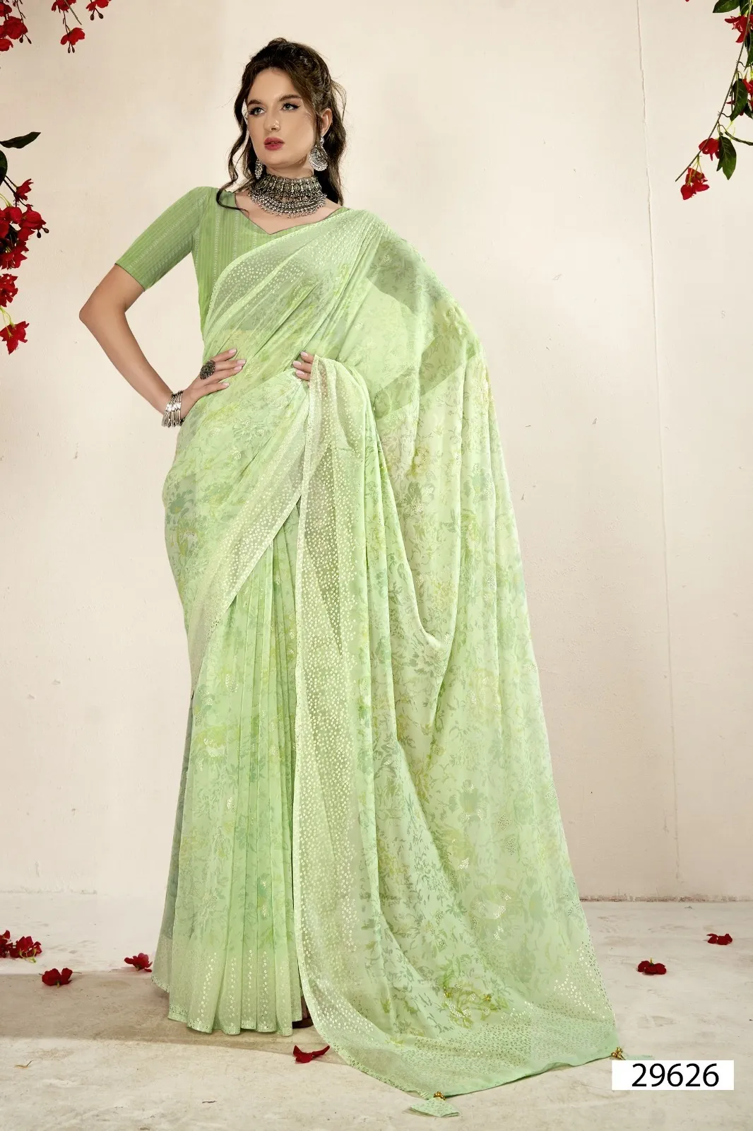 Vallabhi Prints Kimora 12 Georgette Wholesale Sarees Collection — Wholesale Sarees, Vallabhi Prints wholesale from Surat - Gallery Image 5