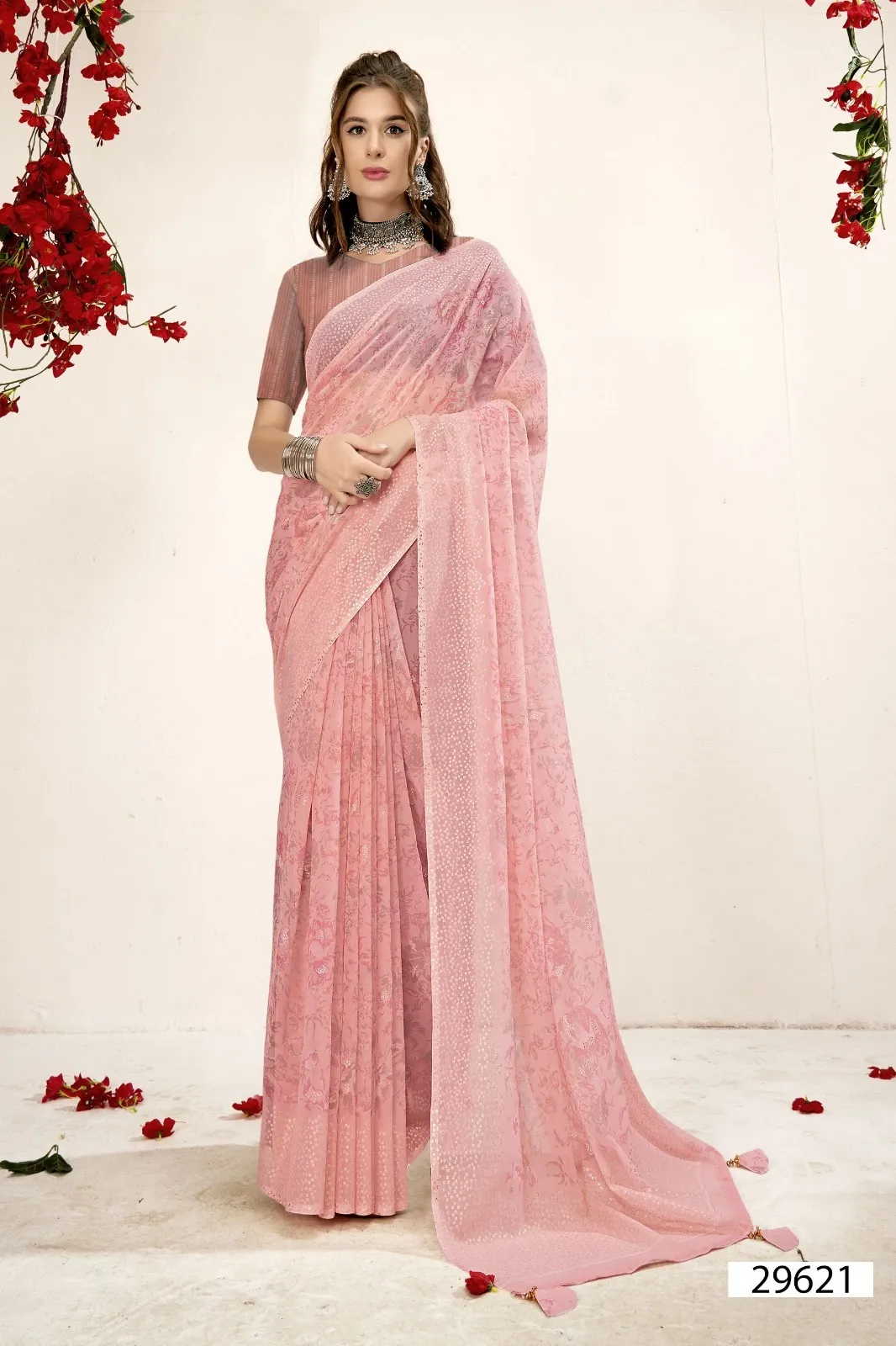 Vallabhi Prints Kimora 12 Georgette Wholesale Sarees Collection — Wholesale Sarees, Vallabhi Prints wholesale from Surat - Gallery Image 6