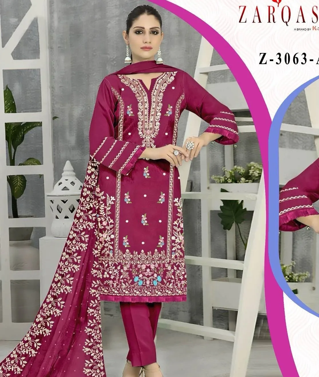 Zarqash D No Z-3063 Organza Wholesale Pakistani Salwar Suit Collection