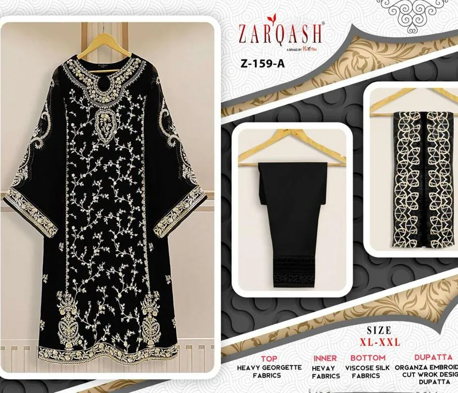 Zarqash Z 159 Fox Georgette Wholesale Pakistani Readymade Salwar Suit Collection