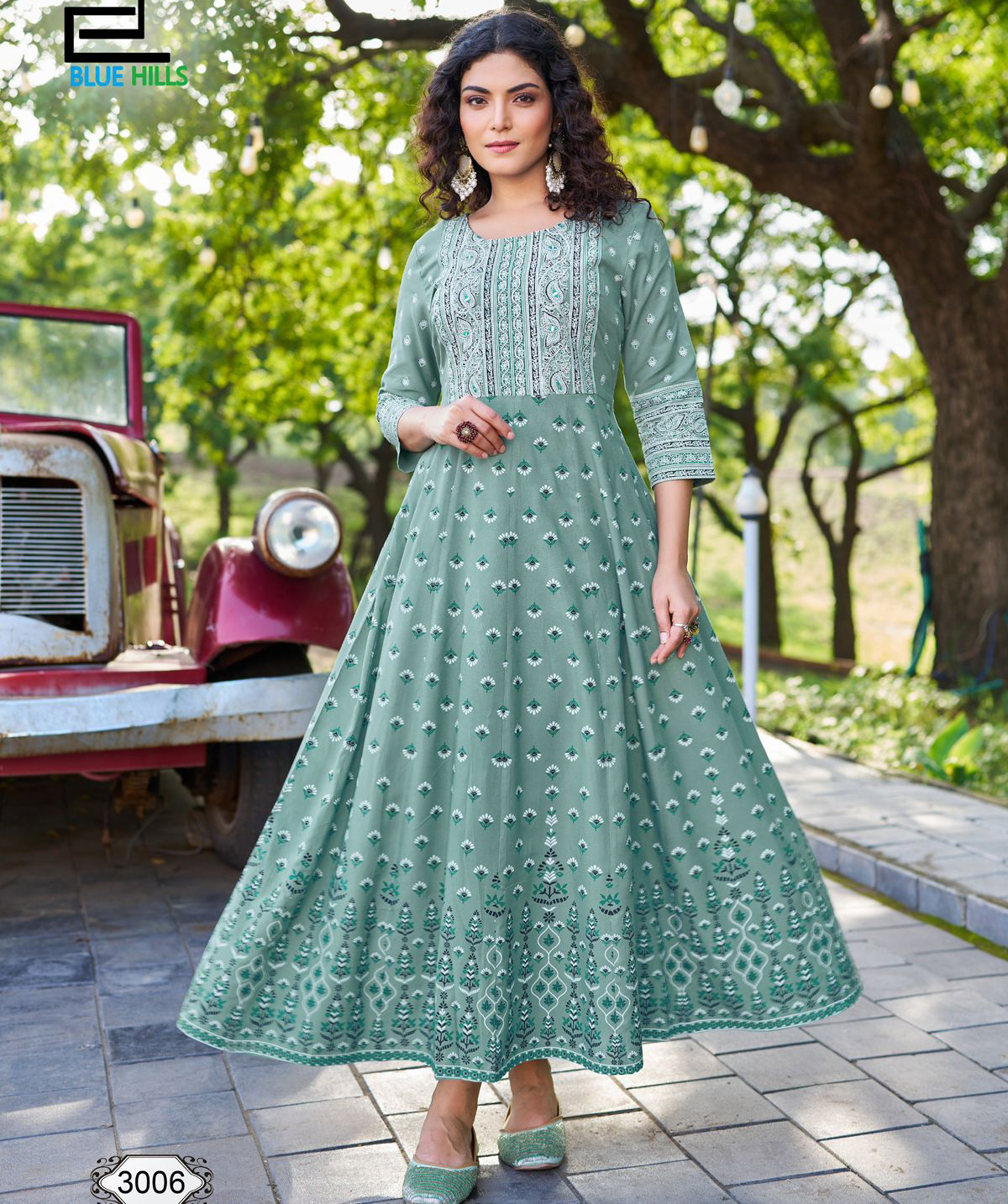 Blue Hills Inaya Vol 3 Rayon Foil Printed Wholesale Kurtis Collection