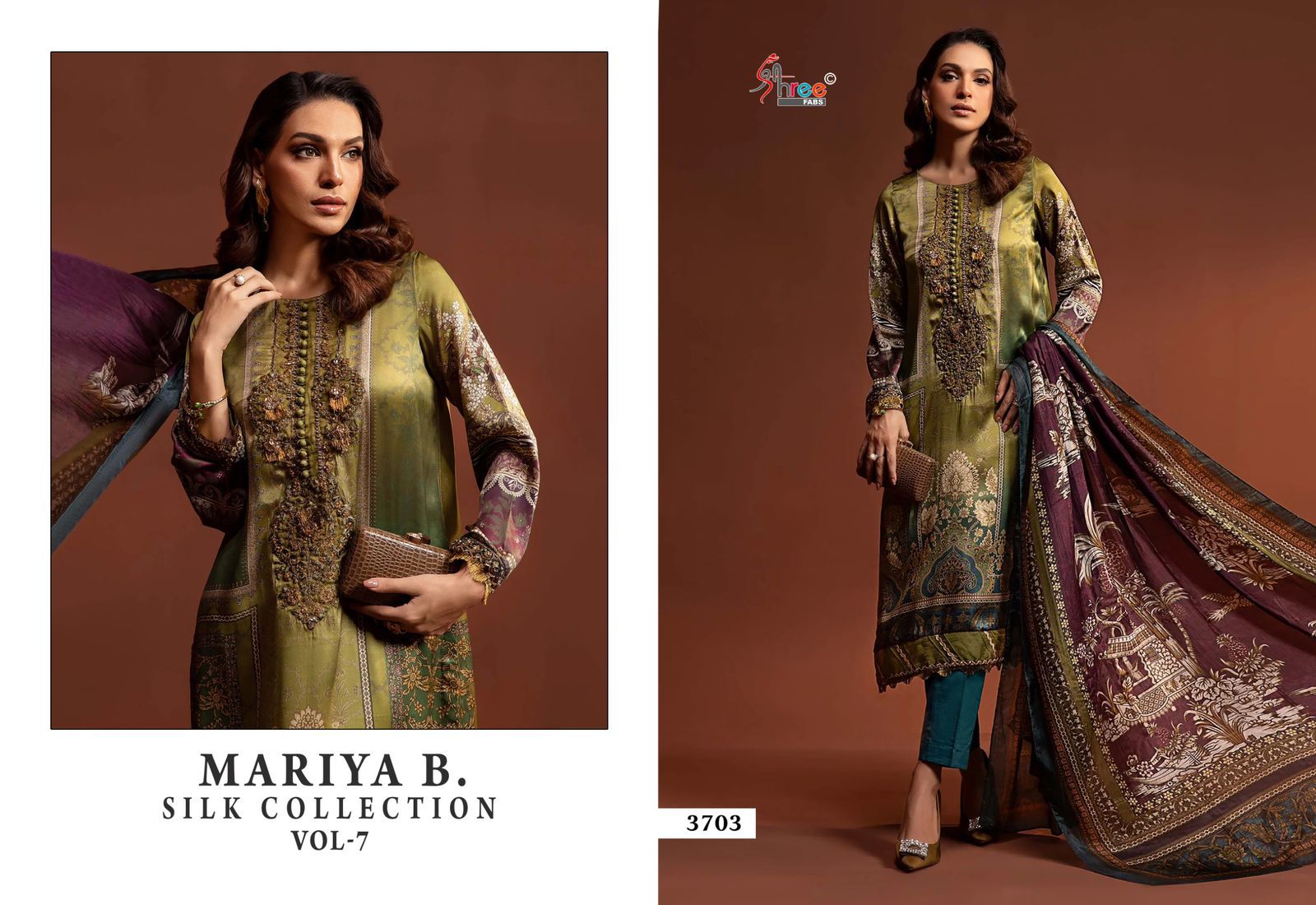 Shree Fabs Mariya B Silk Collection Vol 7 Satin Wholesale Pakistani Salwar Suit Catalog - Image 3
