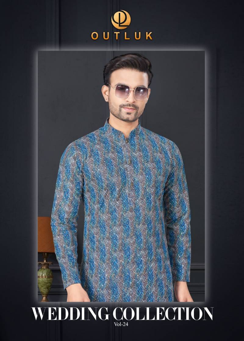 Outluk Wedding Collection Vol 24 Rayon Wholesale Mens Wear Kurta With Pajama Collection