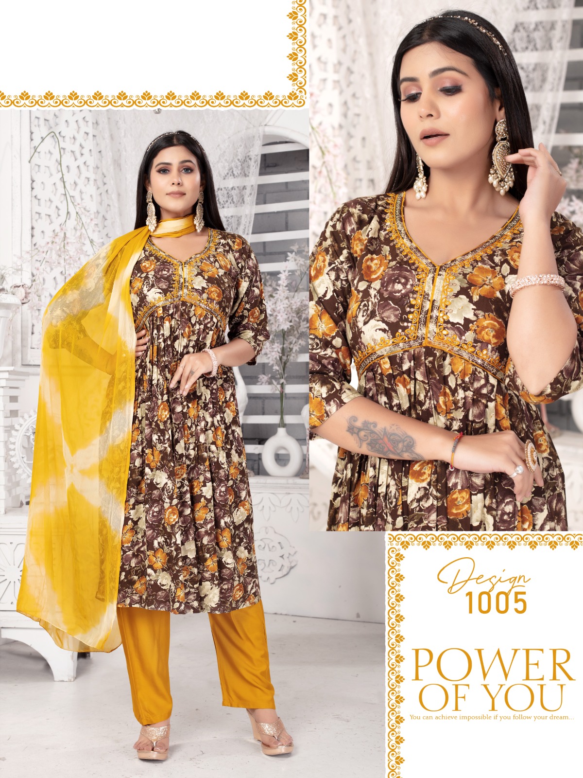 Fashion Talk Sandalwood Vol 2 Rayon Procian Foil Print Wholesale Readymade Salwar Suit Catalog — Wholesale Readymade Suit, MPA wholesale from Surat — view 2