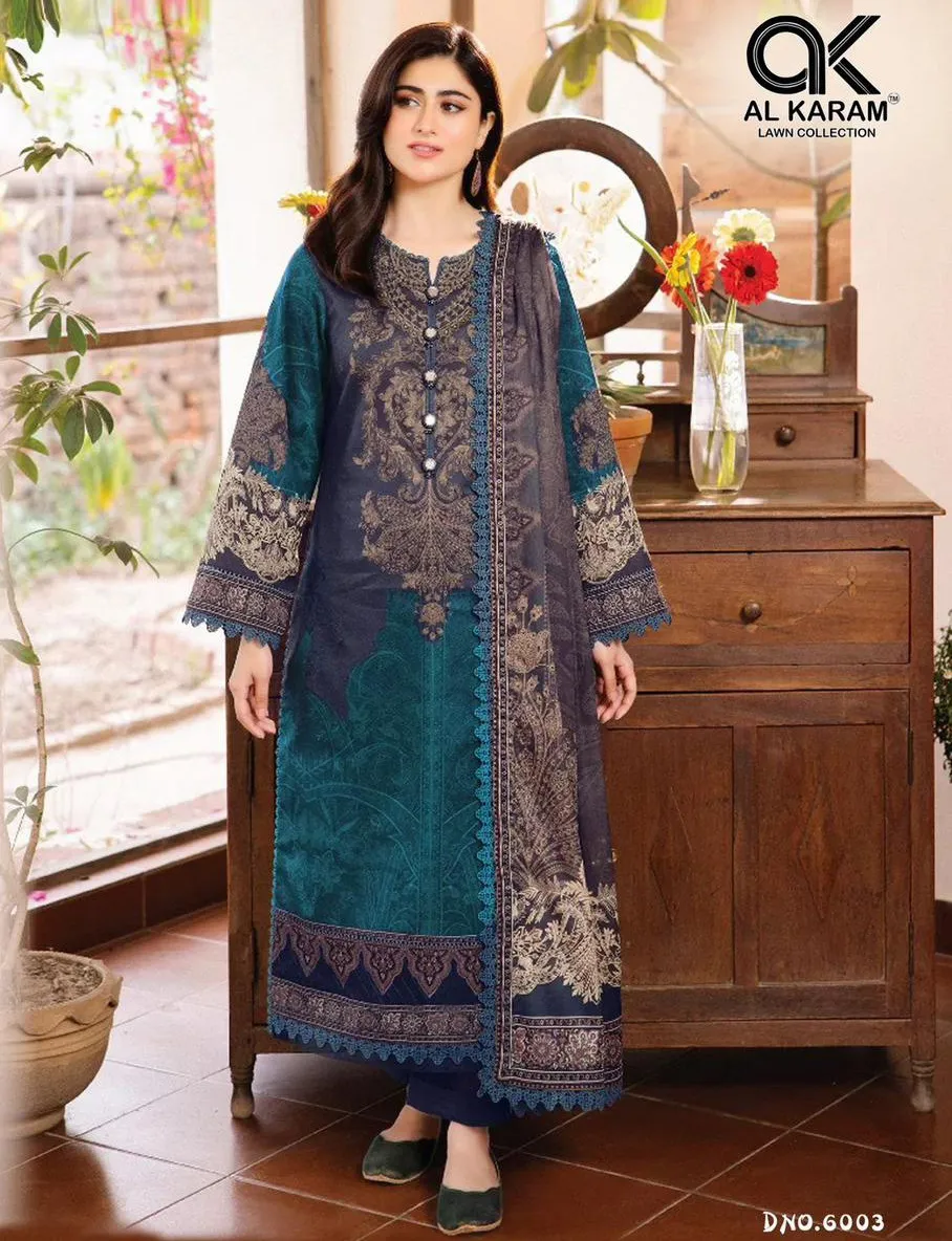 Al Karam Queens Court Vol 6 Cambric Cotton Wholesale Pakistani Salwar Suit Collection