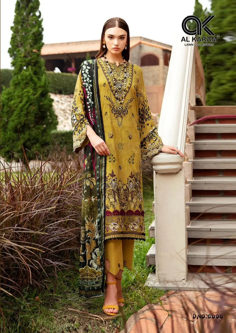 Al Karam Queens Court Vol 6 Cambric Cotton Wholesale Pakistani Salwar Suit Collection - Image 6