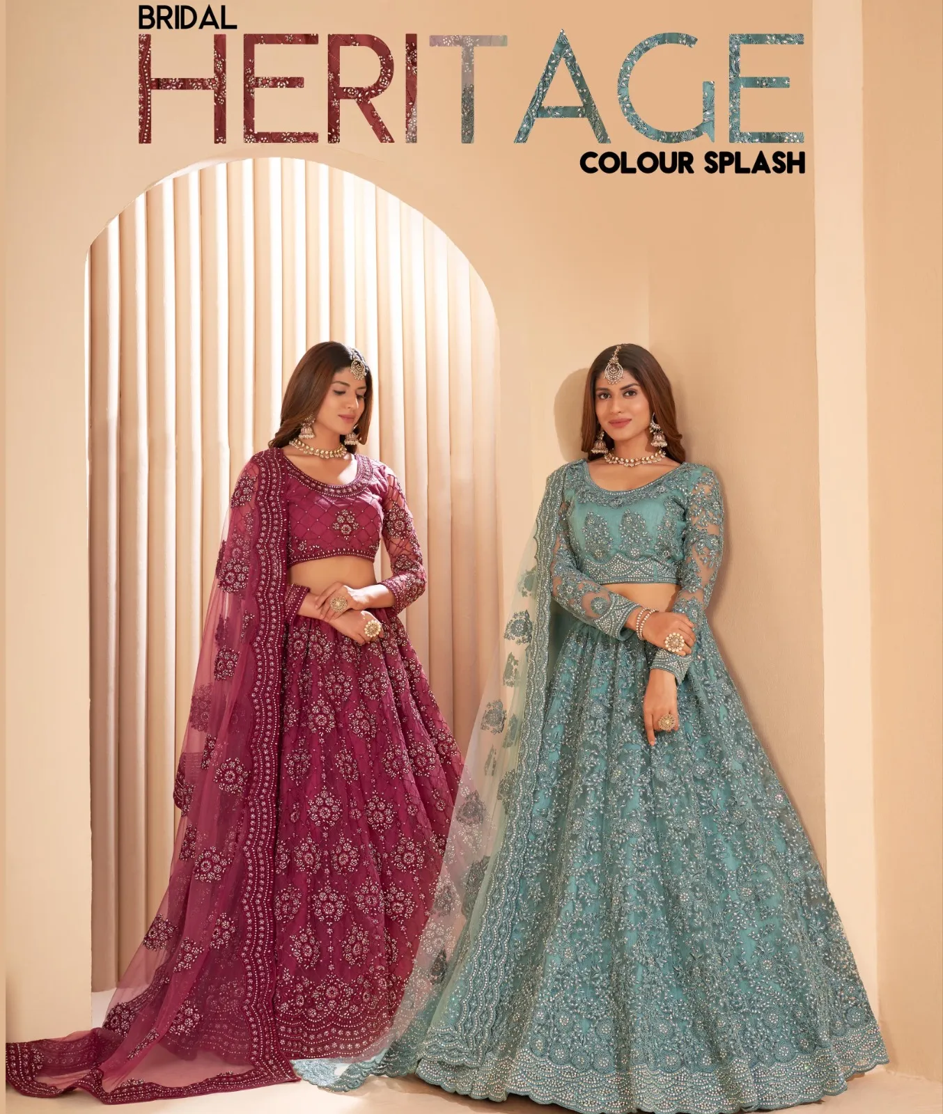 Alizeh Bridal Heritage Color Splash Net Wholesale Designer Lehenga Collection