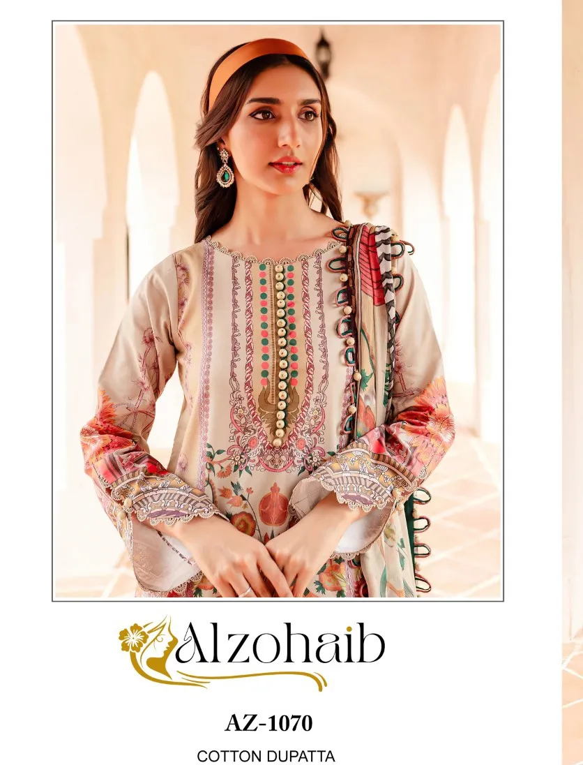 Alzohaib Queens Court Vol 3 Cotton Dupatta Wholesale Pakistani Salwar Suit Collection