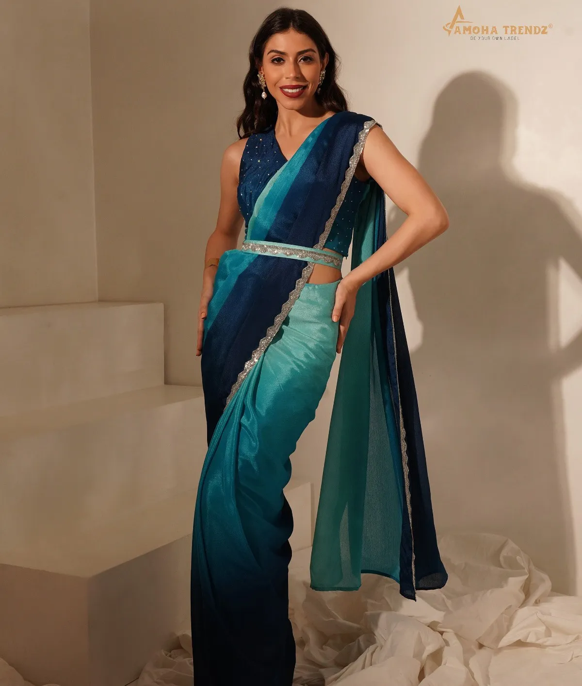 Amoha 101140 Ambellished Stone Wholesale Readymade Sarees Collection