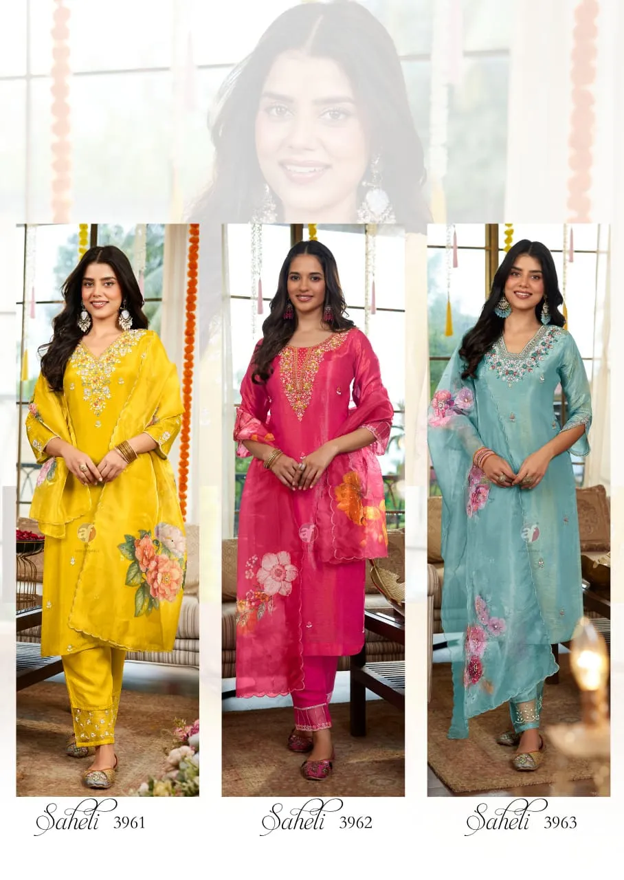 Anju Fabric Saheli Pure Tissue Shimmer Wholesale Readymade Salwar Suit Collection — Wholesale Readymade Suit, Anju fabric wholesale from Surat - Gallery Image 2