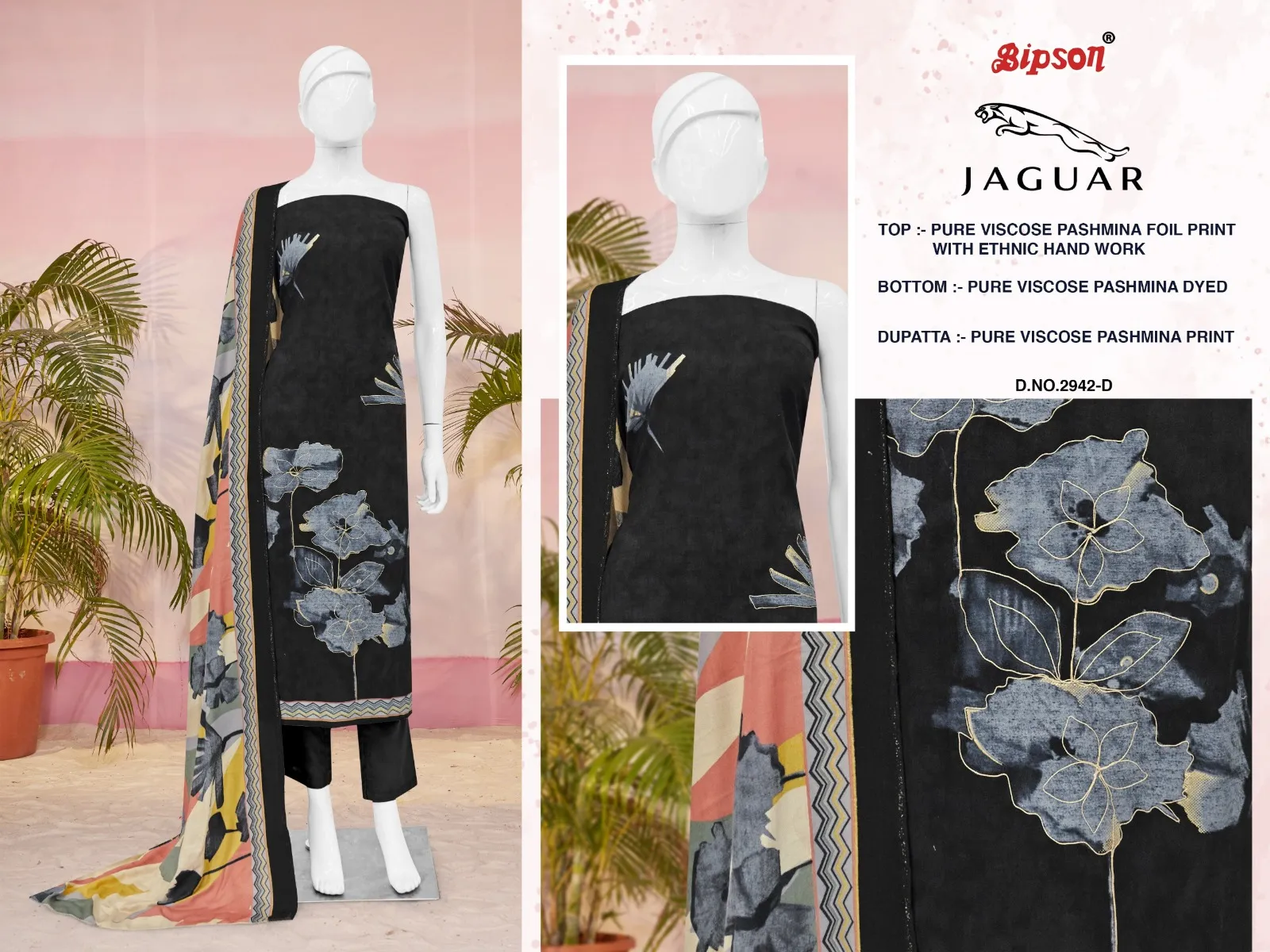 Bipson Prints Jaguar 2941 Pure Viscose Pashmina Wholesale Winter Collection - Image 2