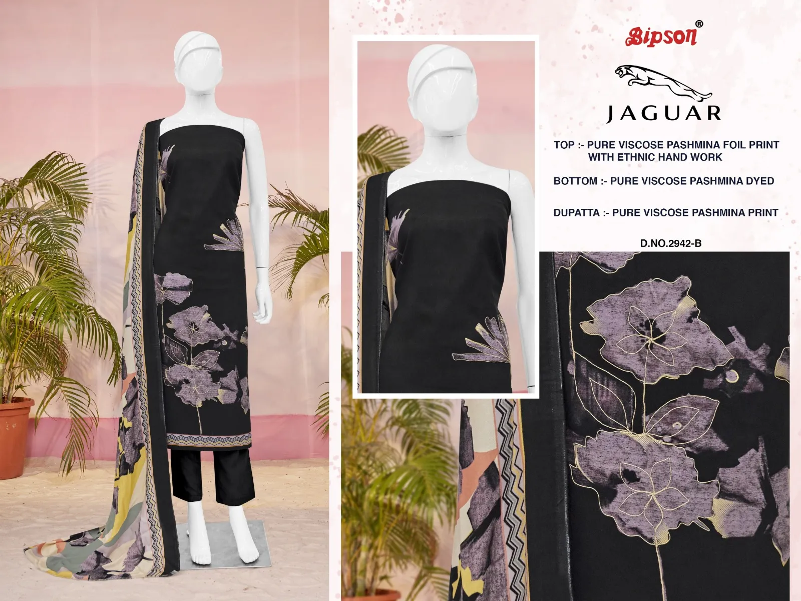 Bipson Prints Jaguar 2941 Pure Viscose Pashmina Wholesale Winter Collection - Image 3