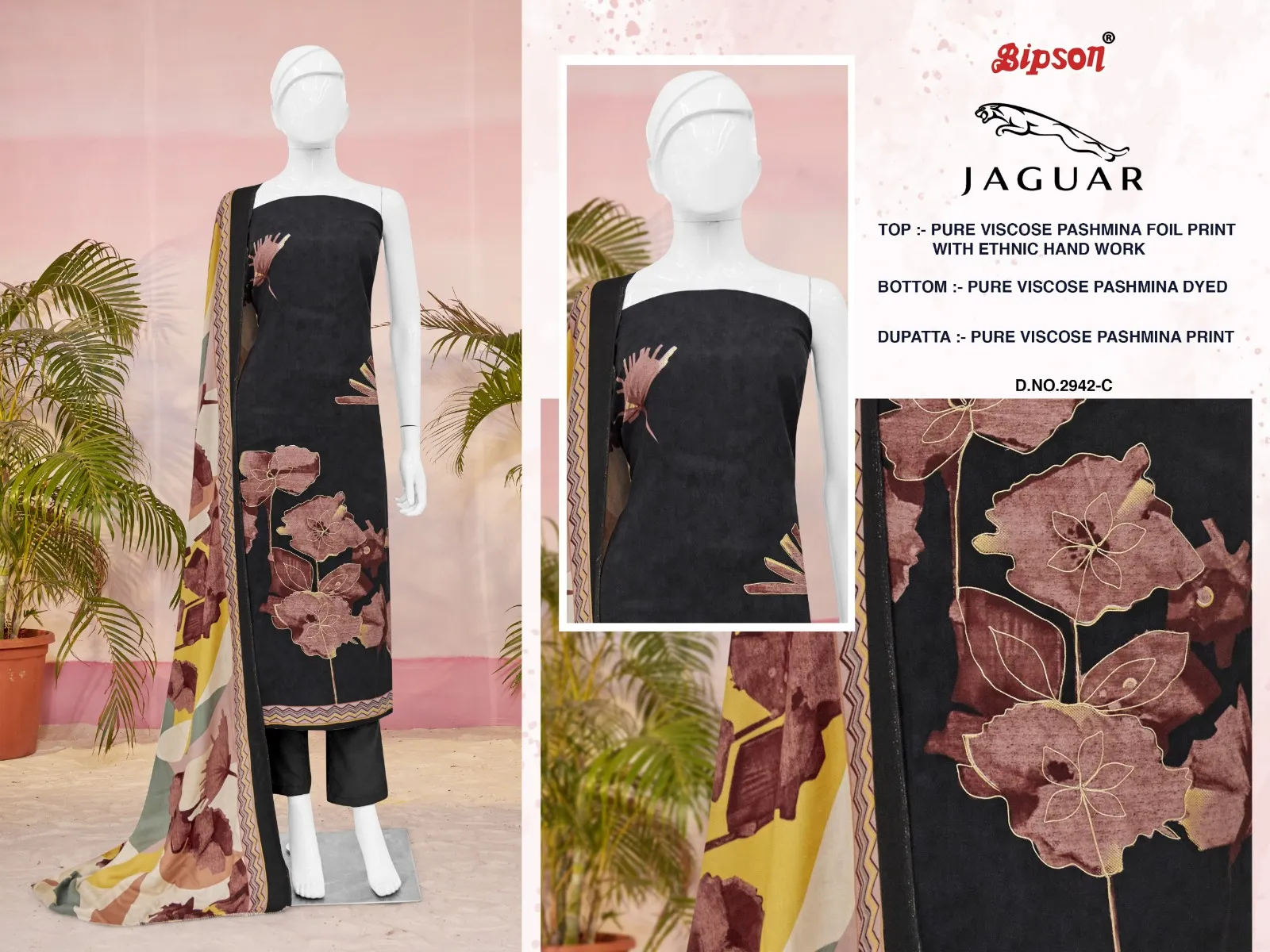 Bipson Prints Jaguar 2941 Pure Viscose Pashmina Wholesale Winter Collection - Image 4