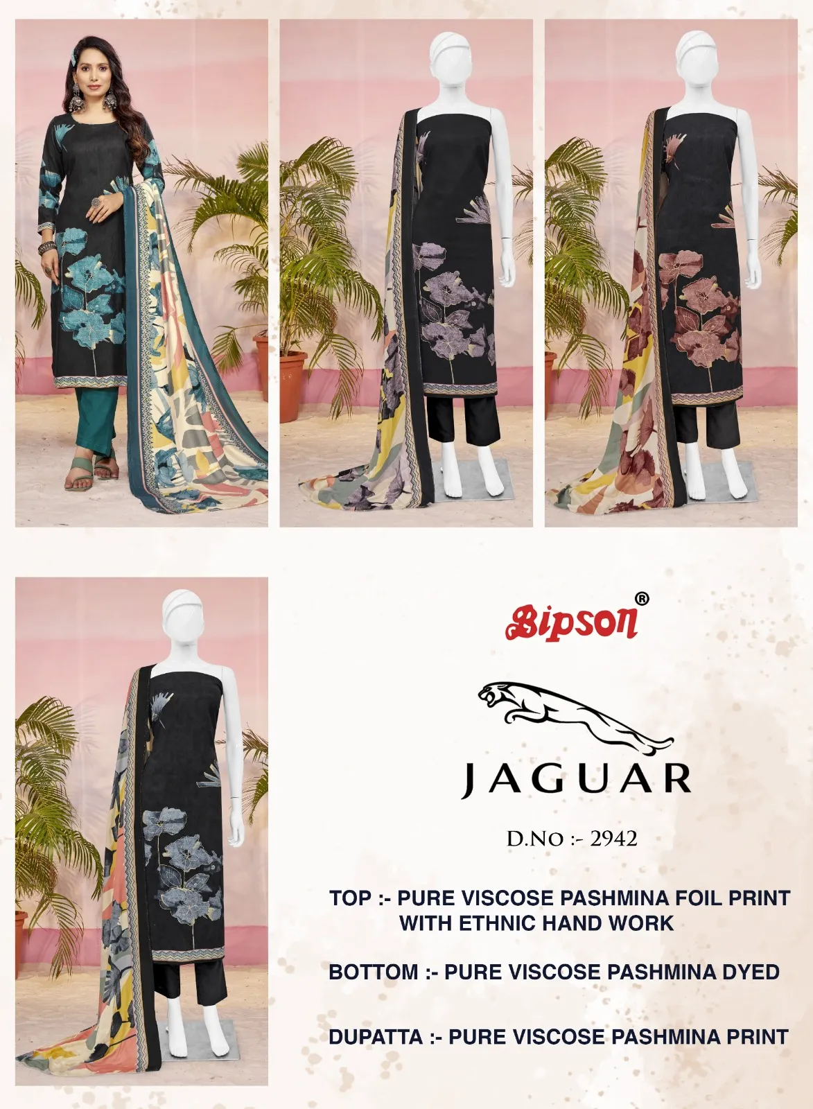 Bipson Prints Jaguar 2941 Pure Viscose Pashmina Wholesale Winter Collection - Image 6