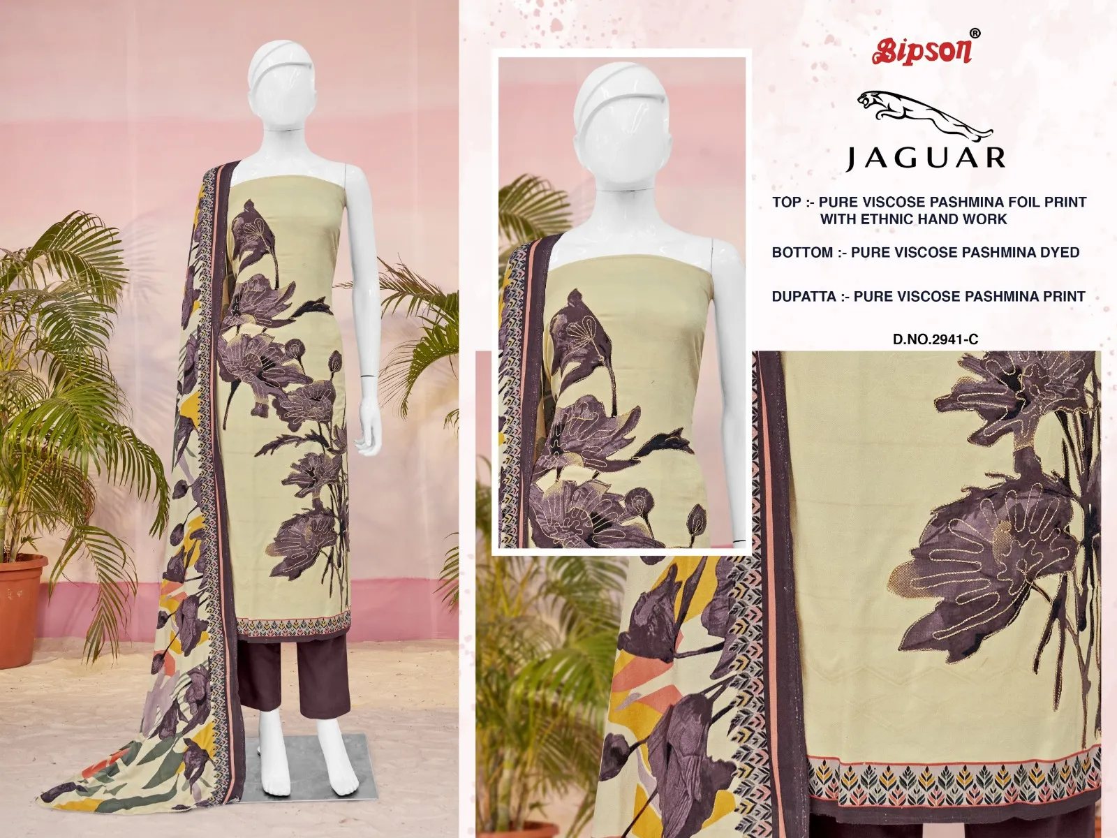 Bipson Prints Jaguar 2942 Pure Viscose Pashmina Wholesale Winter Collection - Image 2