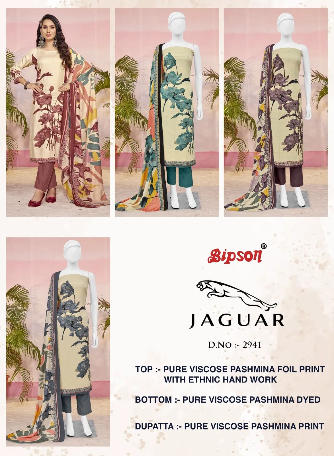 Bipson Prints Jaguar 2942 Pure Viscose Pashmina Wholesale Winter Collection - Image 3