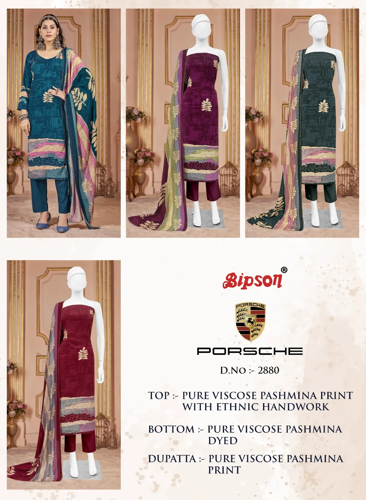 Bipson Prints Porsche 2880 Pure Viscose Pashmina Wholesale Winter Collection - Image 3