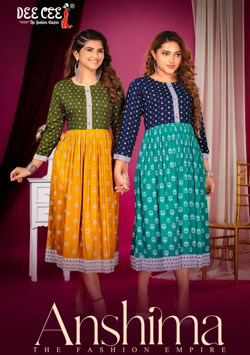 Deecee Anshima Rayon Plain Wholesale Anarkali Kurtis Collection