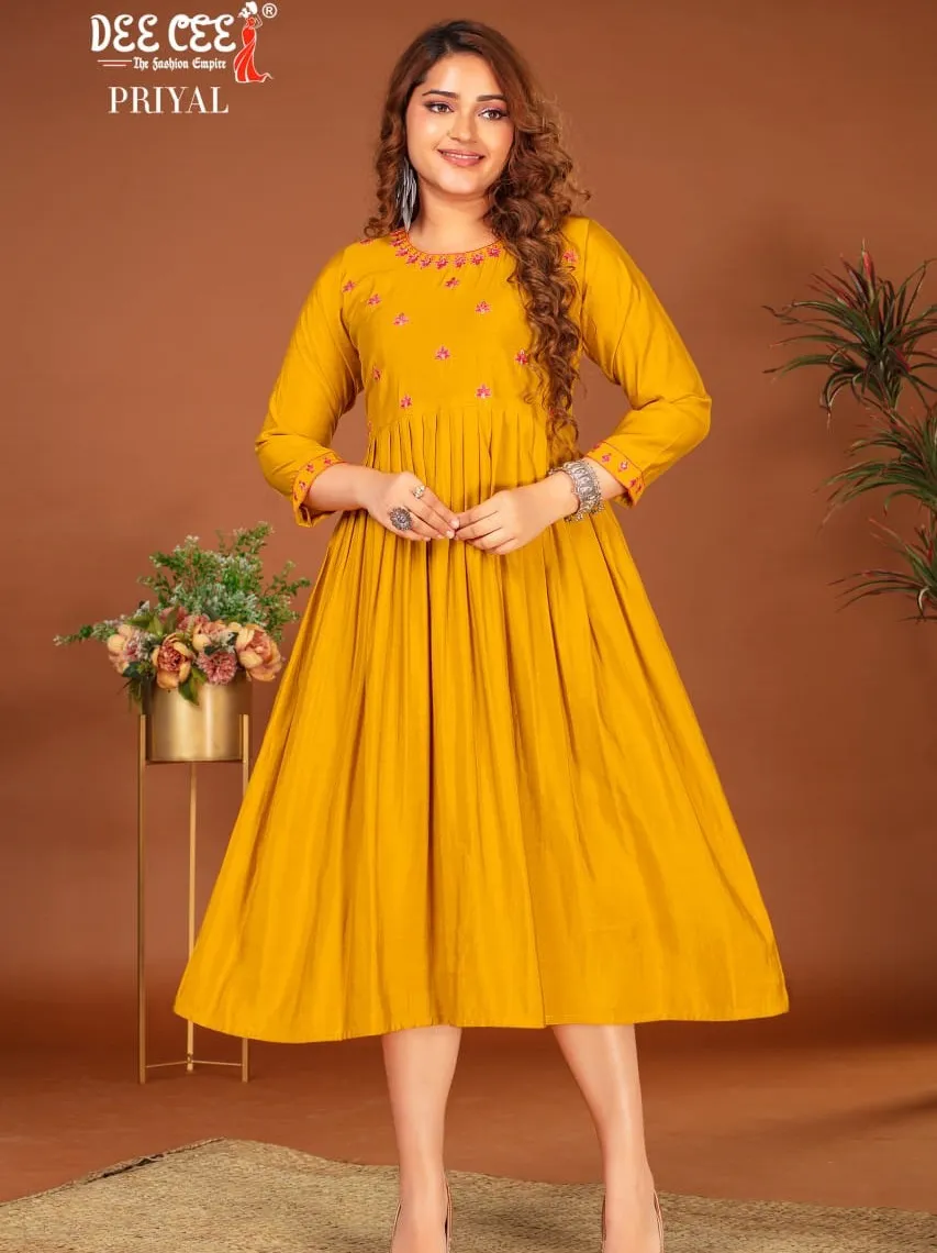 Deecee Priyal Chanderi Plain Wholesale Anarkali Kurtis Collection
