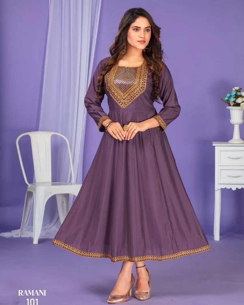 Deecee Ramani Roman Silk Wholesale Anarkali Kurtis Collection