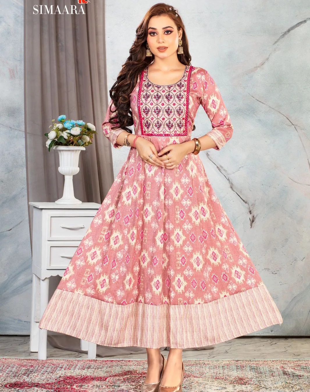 Deecee Simaara Capsule Foil Print Wholesale Long Kurtis Collection