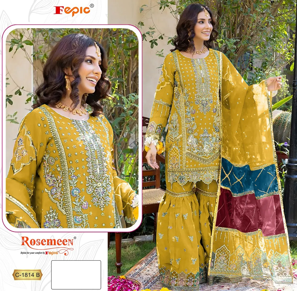 Fepic 1814 Organza Wholesale Pakistani Salwar Suit Collection