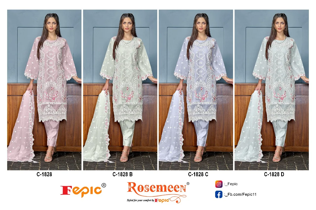 Fepic 1828 Organza Wholesale Pakistani Salwar Suit Collection - Image 5