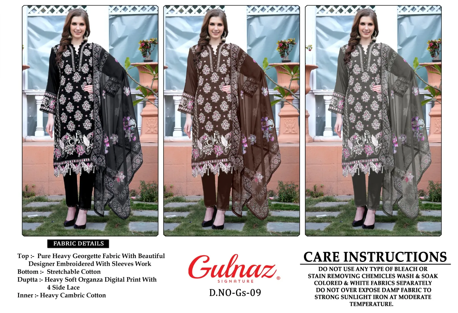 Gulnaz Gs 09 Georgette Wholesale Pakistani Suit Collection - Image 3