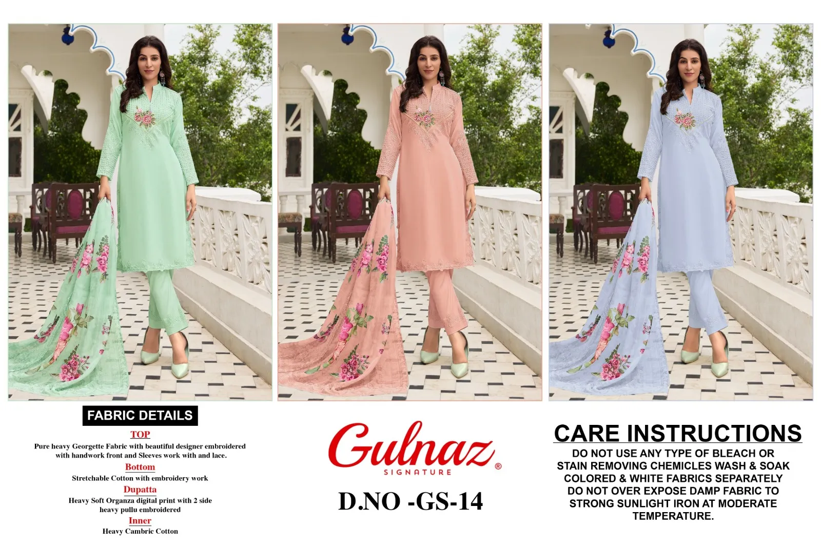 Gulnaz Gs 14 Georgette Wholesale Pakistani Salwar Suit Collection - Image 2