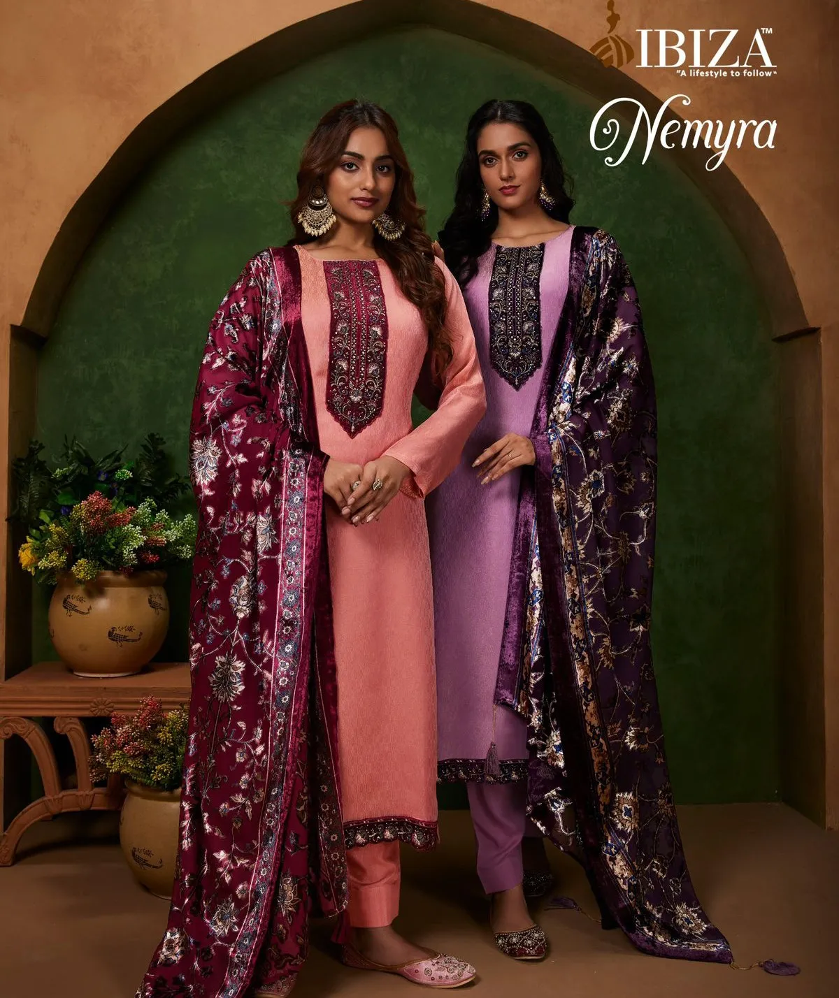 Ibiza Nemyra Pure Mosrcco Silk Wholesale Fancy Salwar Suit Collection