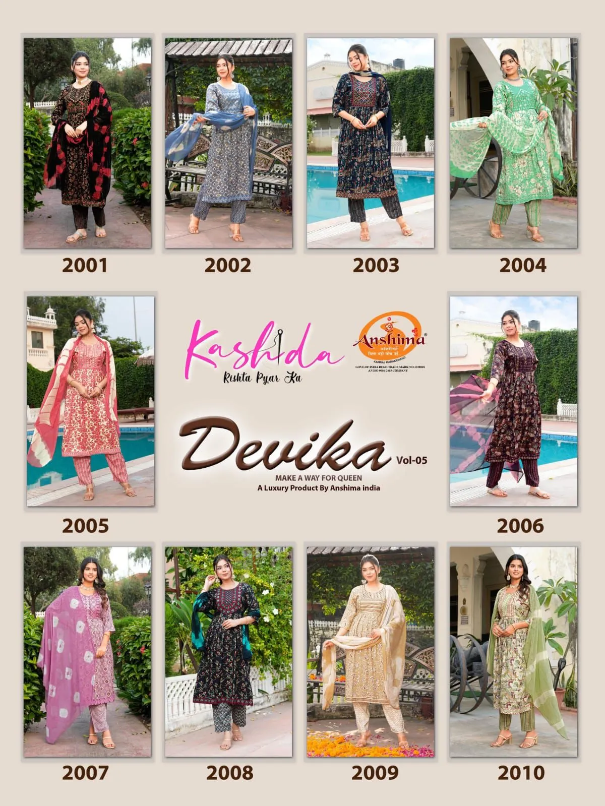 Kashida Devika Vol 5 Heavy Calsule Foil Print Wholesale Readymade Salwar Suit Collection - Image 4