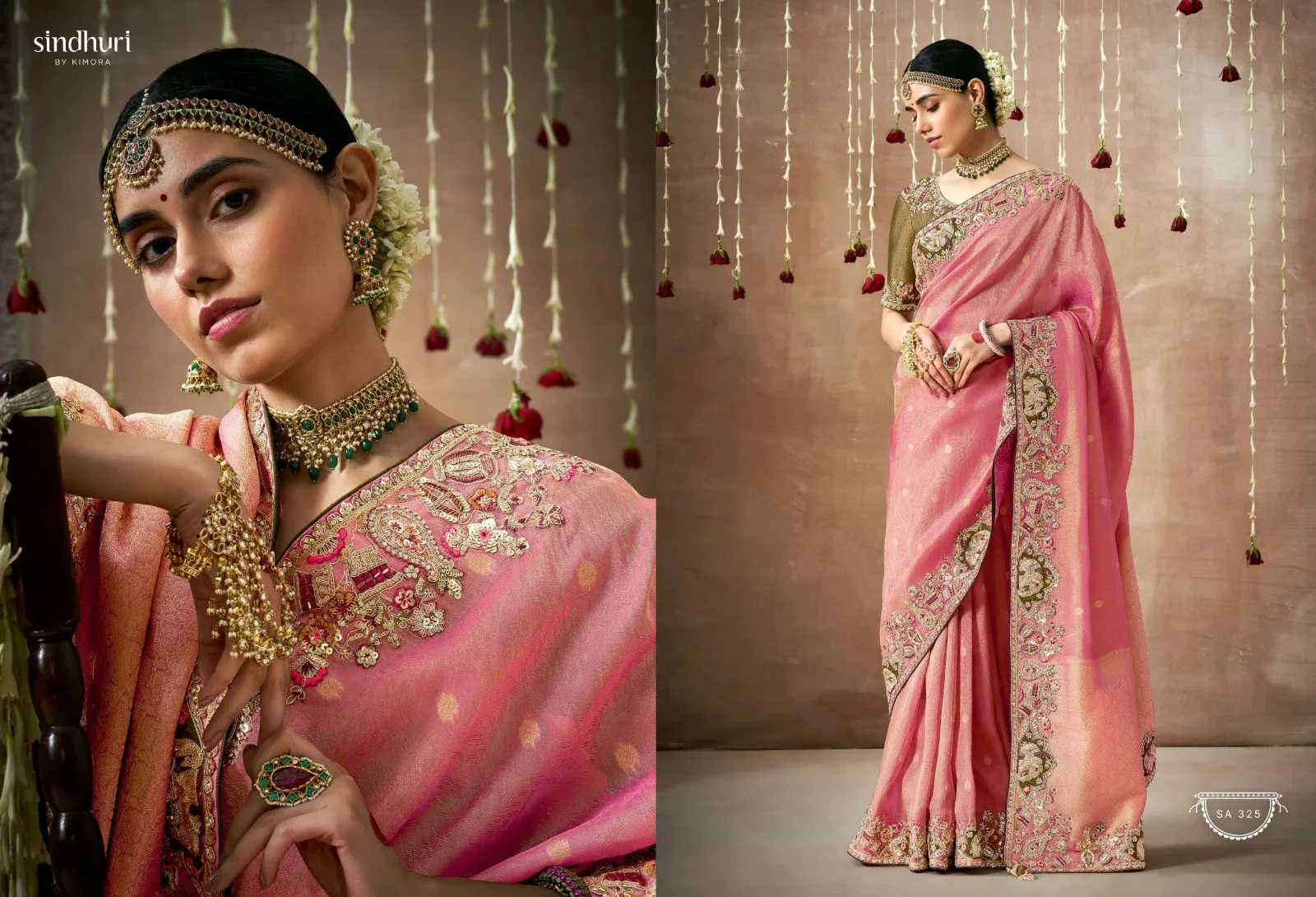 Kimora Sindhuri Dulhan Tissue Dola Silk Wholesale Designer Sarees Collection — Wholesale Sarees, Kimora wholesale from Surat - Gallery Image 3