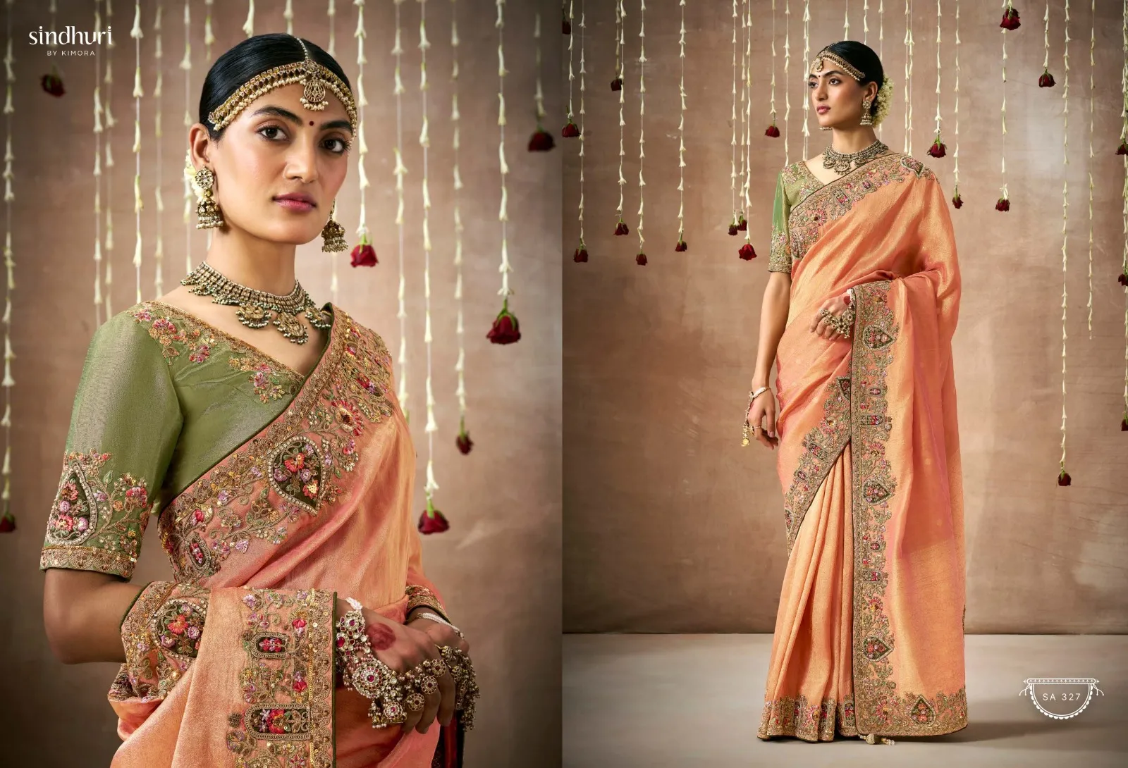 Kimora Sindhuri Dulhan Tissue Dola Silk Wholesale Designer Sarees Collection — Wholesale Sarees, Kimora wholesale from Surat - Gallery Image 4