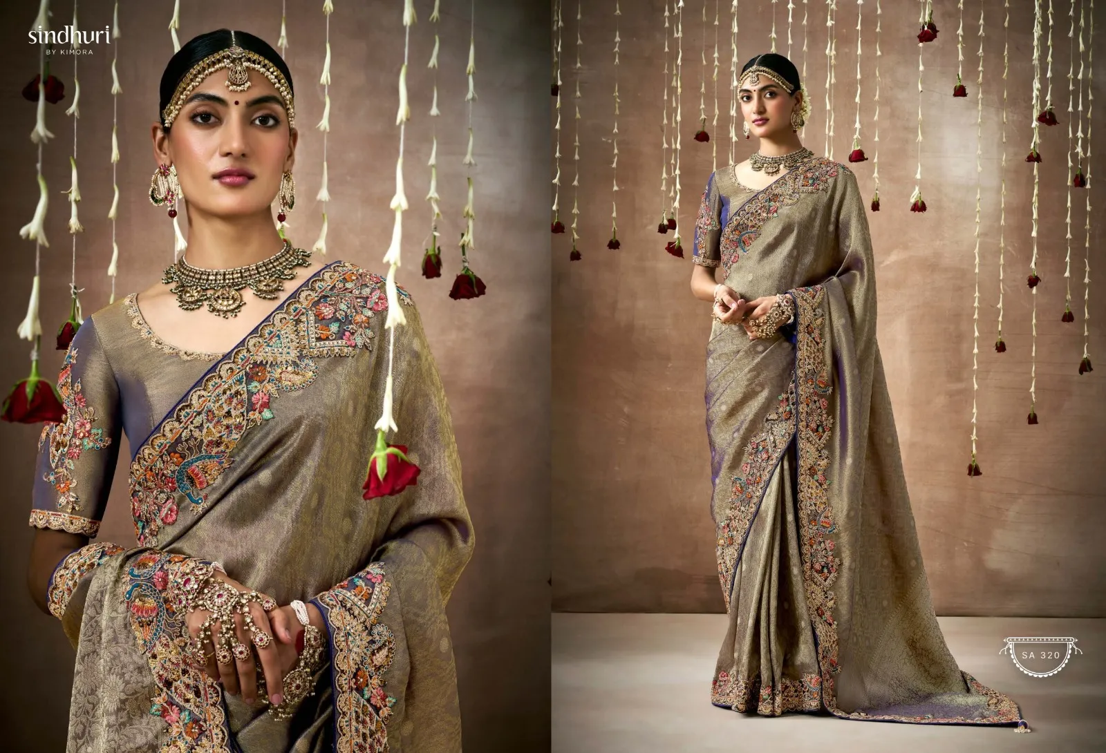 Kimora Sindhuri Dulhan Tissue Dola Silk Wholesale Designer Sarees Collection — Wholesale Sarees, Kimora wholesale from Surat - Gallery Image 5