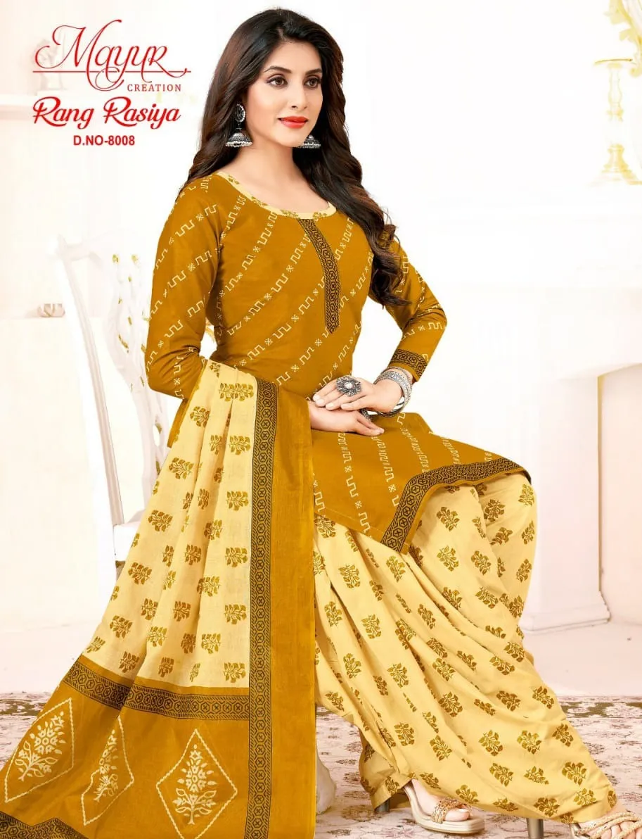 Mayur Rang Rasiya Vol 8 Cotton Printed Wholesale Unstitched Salwar Suit Collection