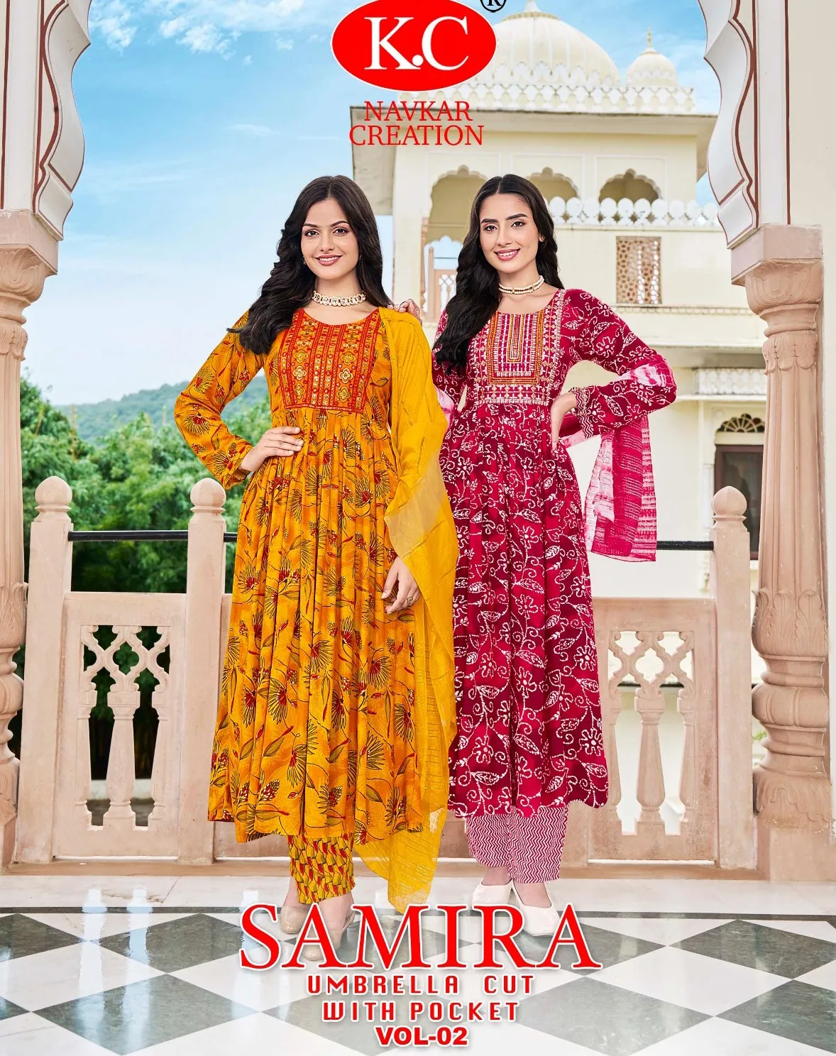 Navkar K.C Samira Vol 2 Ryoan Foil Print Wholesale Readymade Salwar Suit Collection