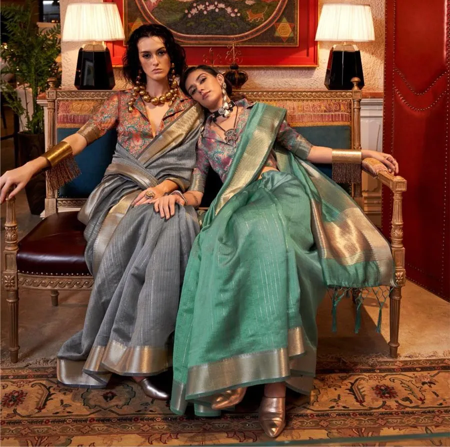 Rajtex Knoorie-Seasons Handwoven Moss Chiffon Wholesale Fancy Sarees Collection