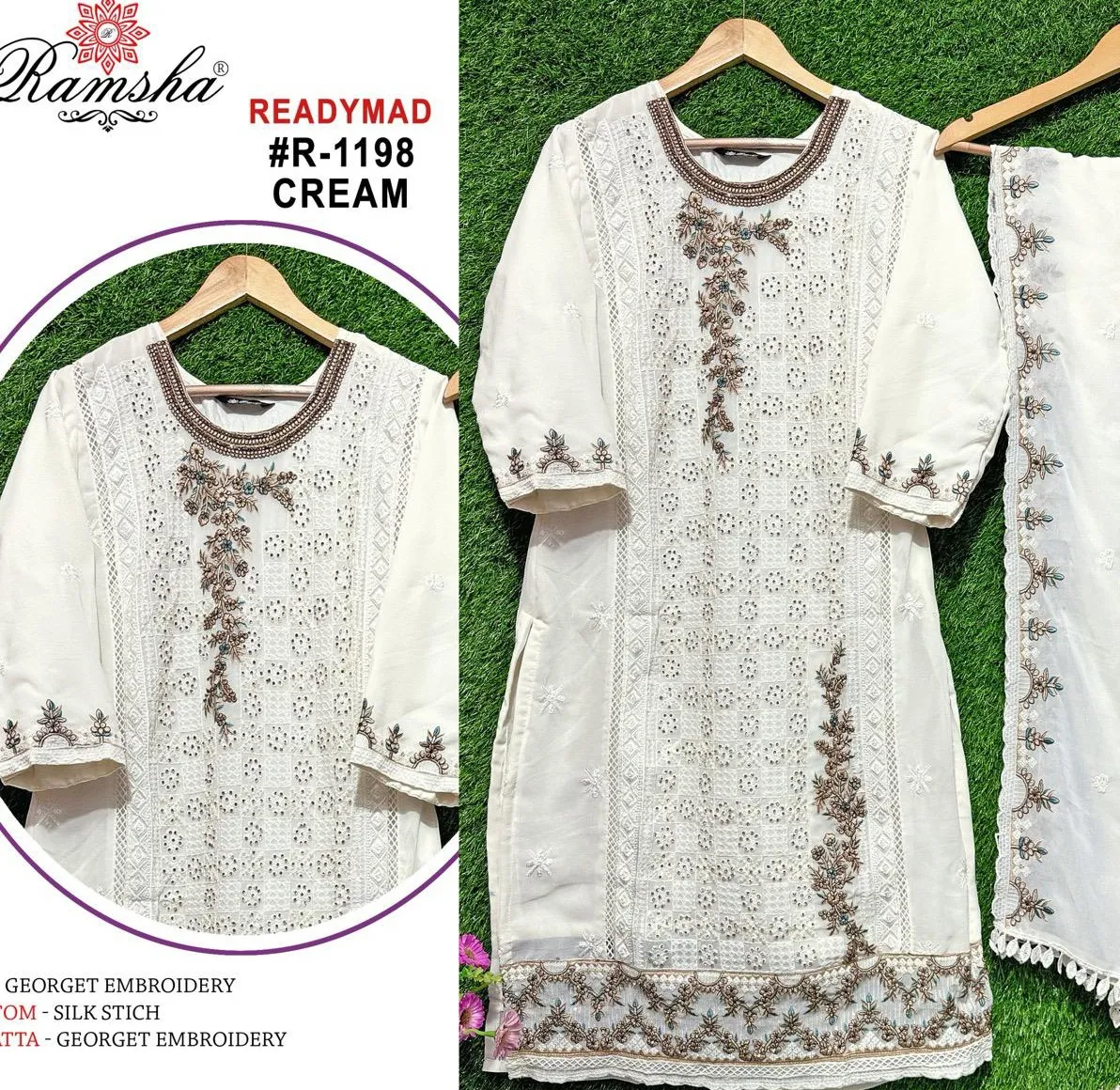 Ramsha R 1198 Wholesale Readymade Pakistani Salwar Suit Collection