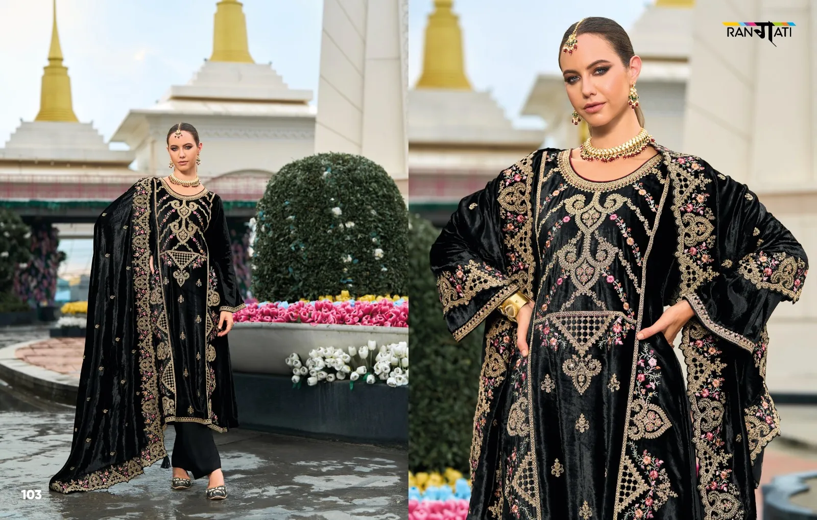 Rangati Cartel Velvet Embroidered Wholesale Winter Salwar Suit Collection - Image 4