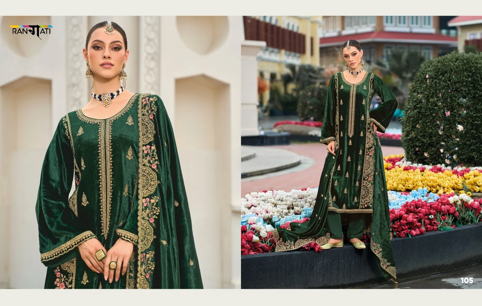 Rangati Cartel Velvet Embroidered Wholesale Winter Salwar Suit Collection - Image 5