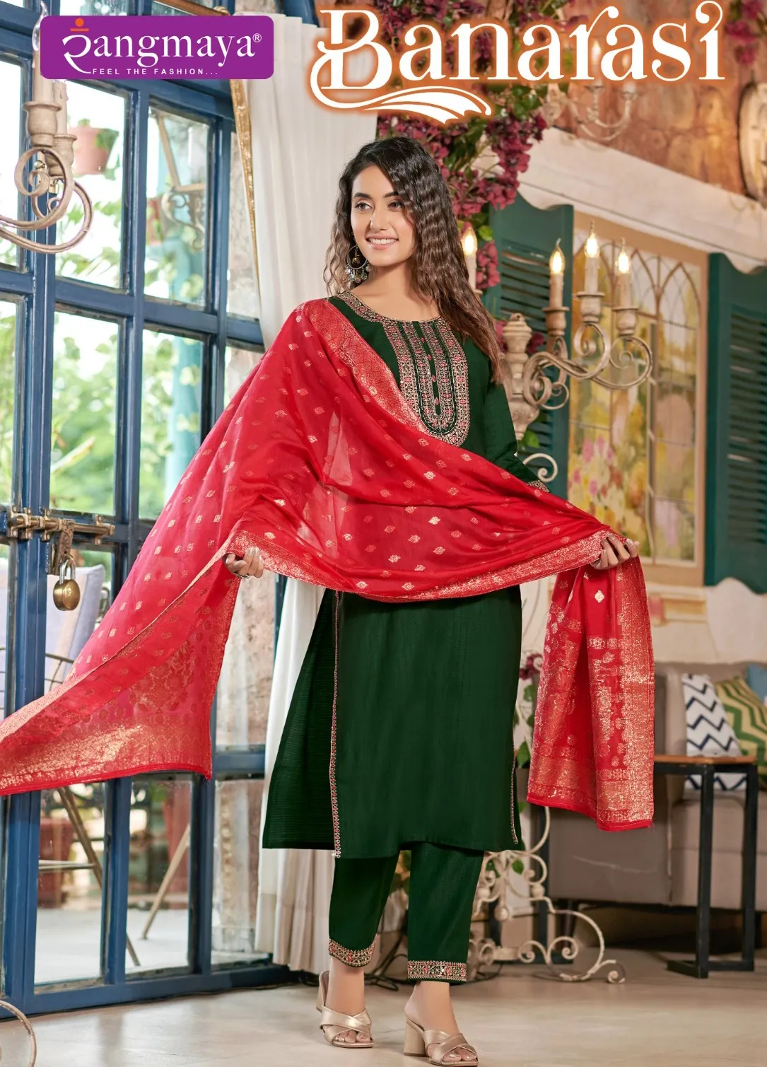 Rangmaya Banarasi Roman Wholesale Readymade Salwar Suit Collection